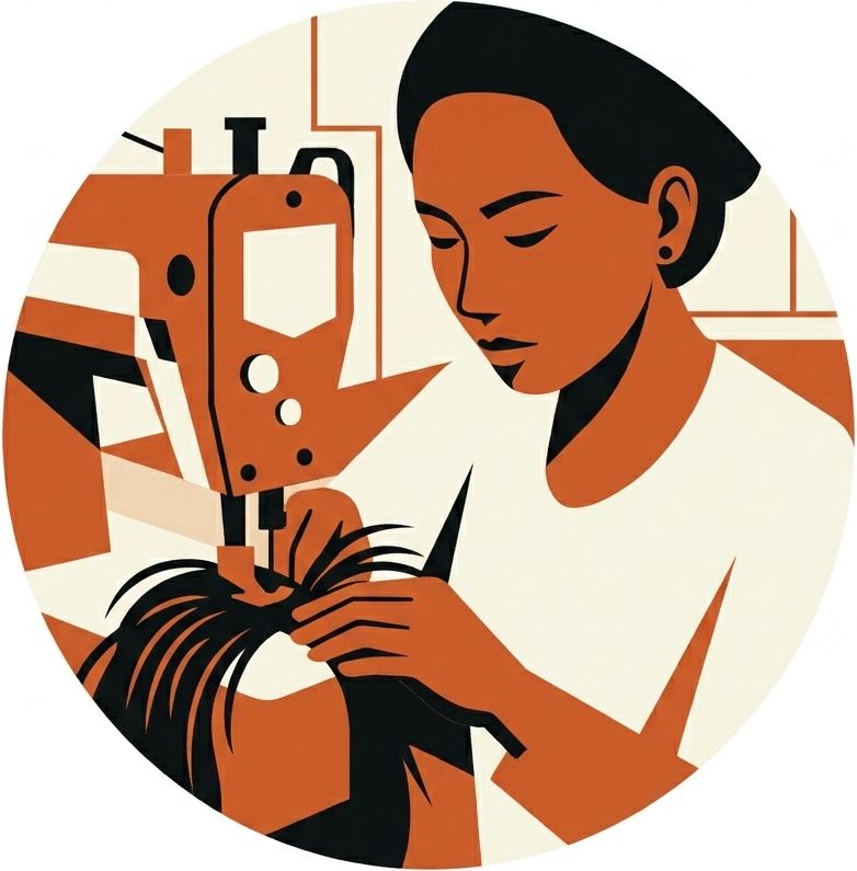 Asian Artisan making wig
