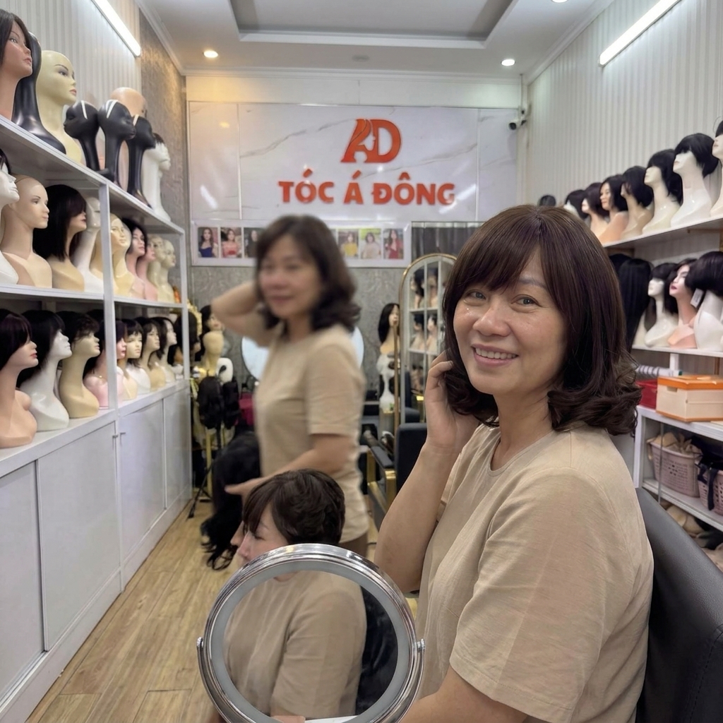 Bệnh nhân ung thư đang thử nghiệm bộ tóc giả thật siêu tự nhiên tại Tóc Á Đông TPHCM