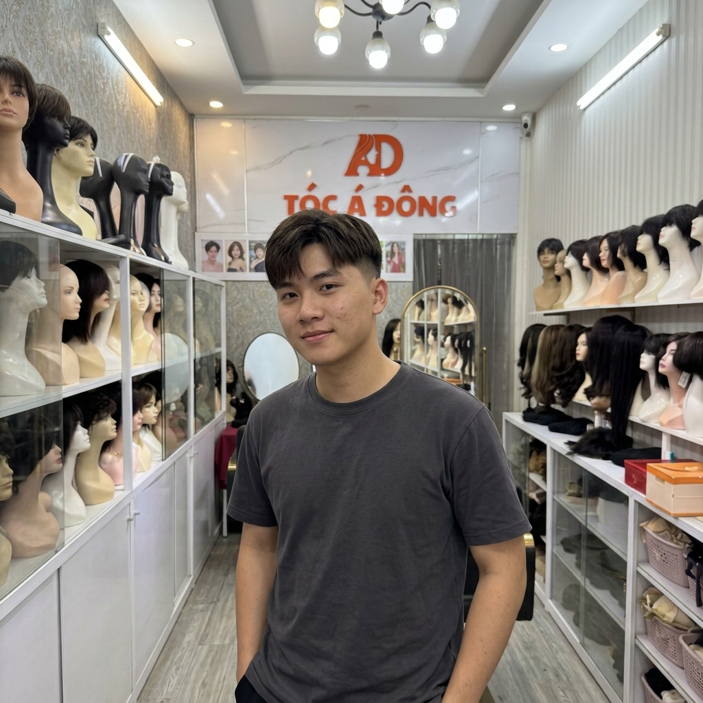Nam thanh niên tự tin diện kiểu tóc giả nam Undercut sành điệu không thể phát hiện