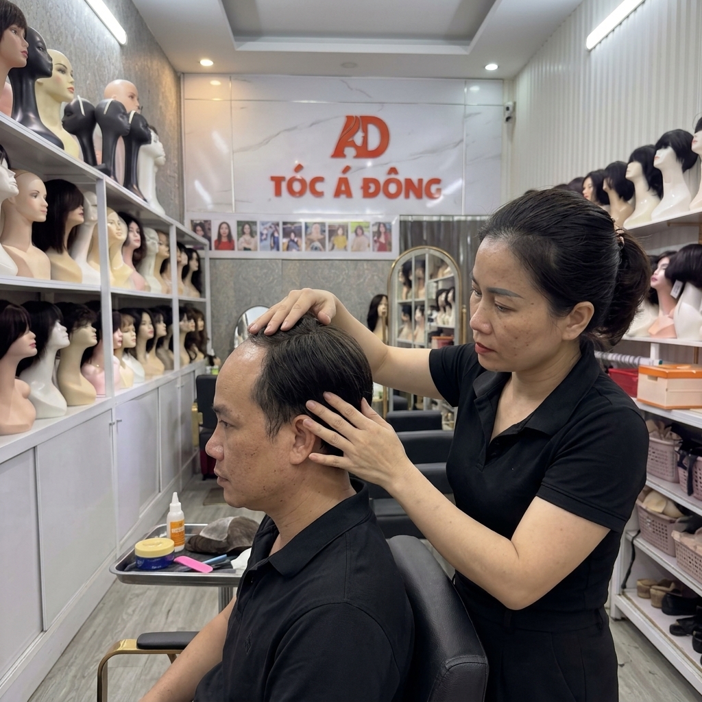 Tóc giả dán trán tàng hình cho nữ: Giải pháp hoàn hảo cho hói chữ M, bò liếm