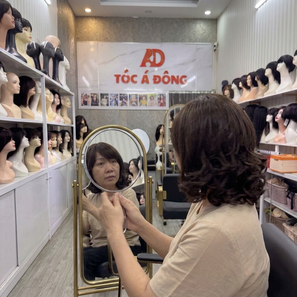 Cấu tạo lưới ren siêu mỏng của tóc giả nữ lace front giúp tạo đường chân tóc tàng hình tự nhiên