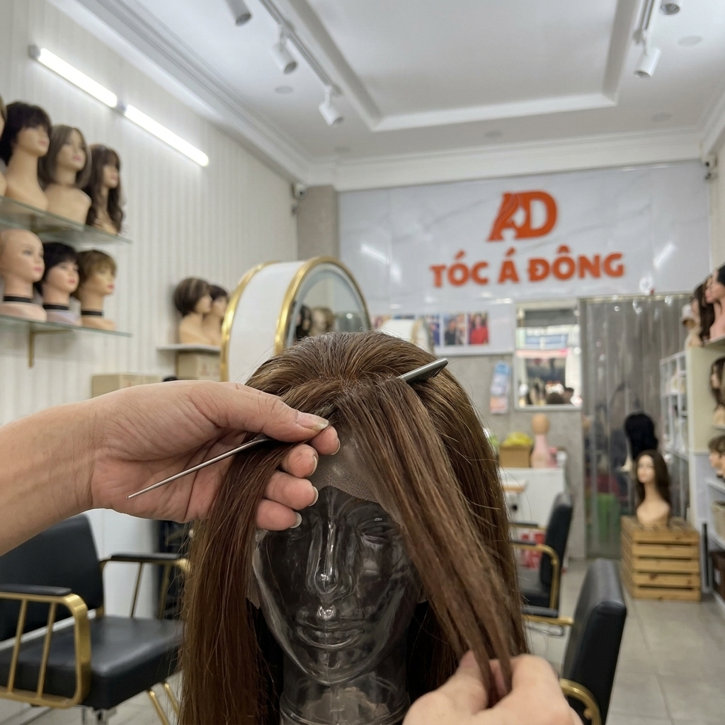 Bối cảnh khách hàng tại cửa hàng Tóc Á Đông