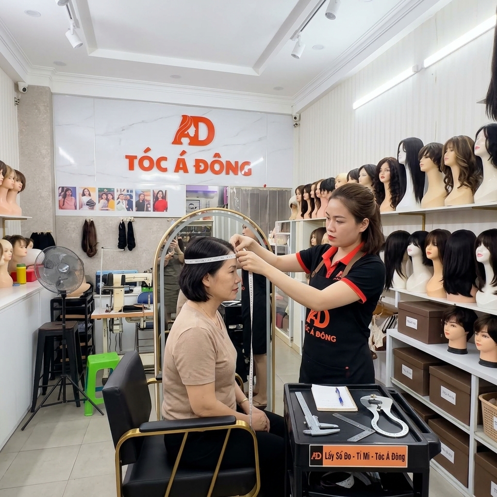 Minh họa cho Đặt làm tóc giả theo kích thước đầu
