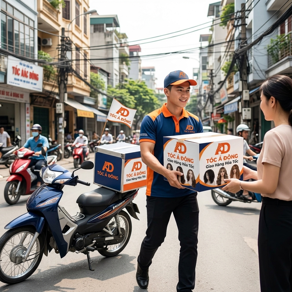 Minh họa cho Mua tóc giả thật giao hàng hỏa tốc