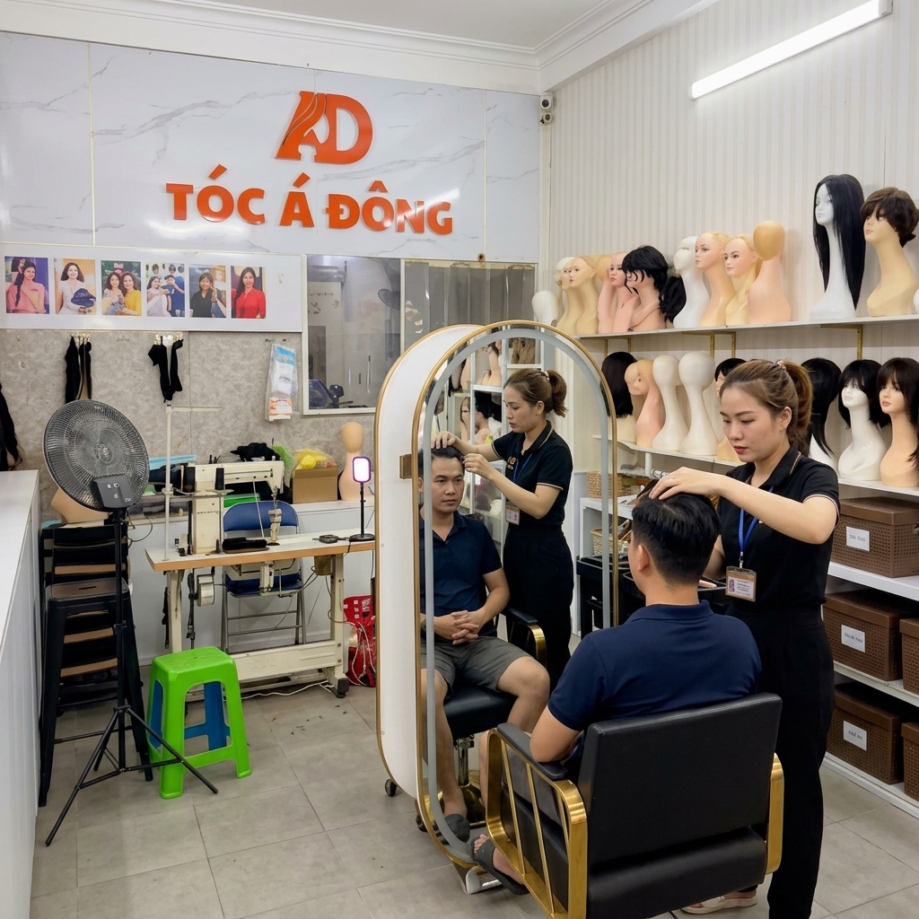 tóc giả nam che hói chữ m minh họa 1