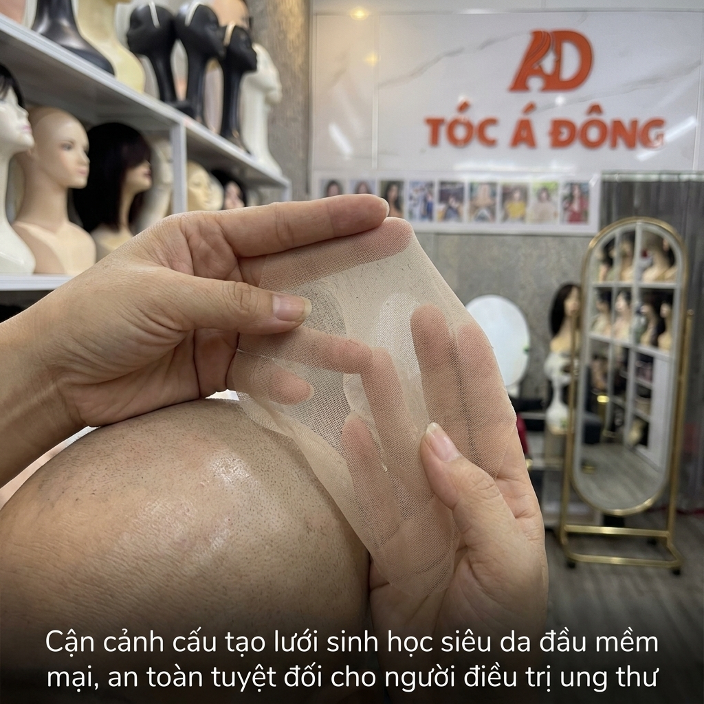 Cận cảnh cấu tạo lưới sinh học siêu da đầu mềm mại, an toàn tuyệt đối cho người điều trị ung thư