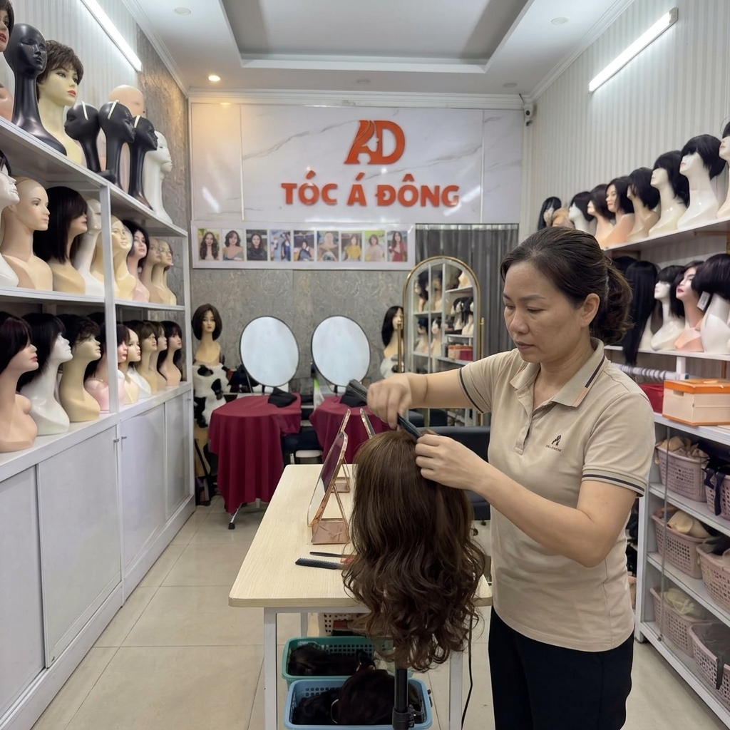 Chuyên gia tạo kiểu tóc giả tại Siêu Thị Tóc Á Đông